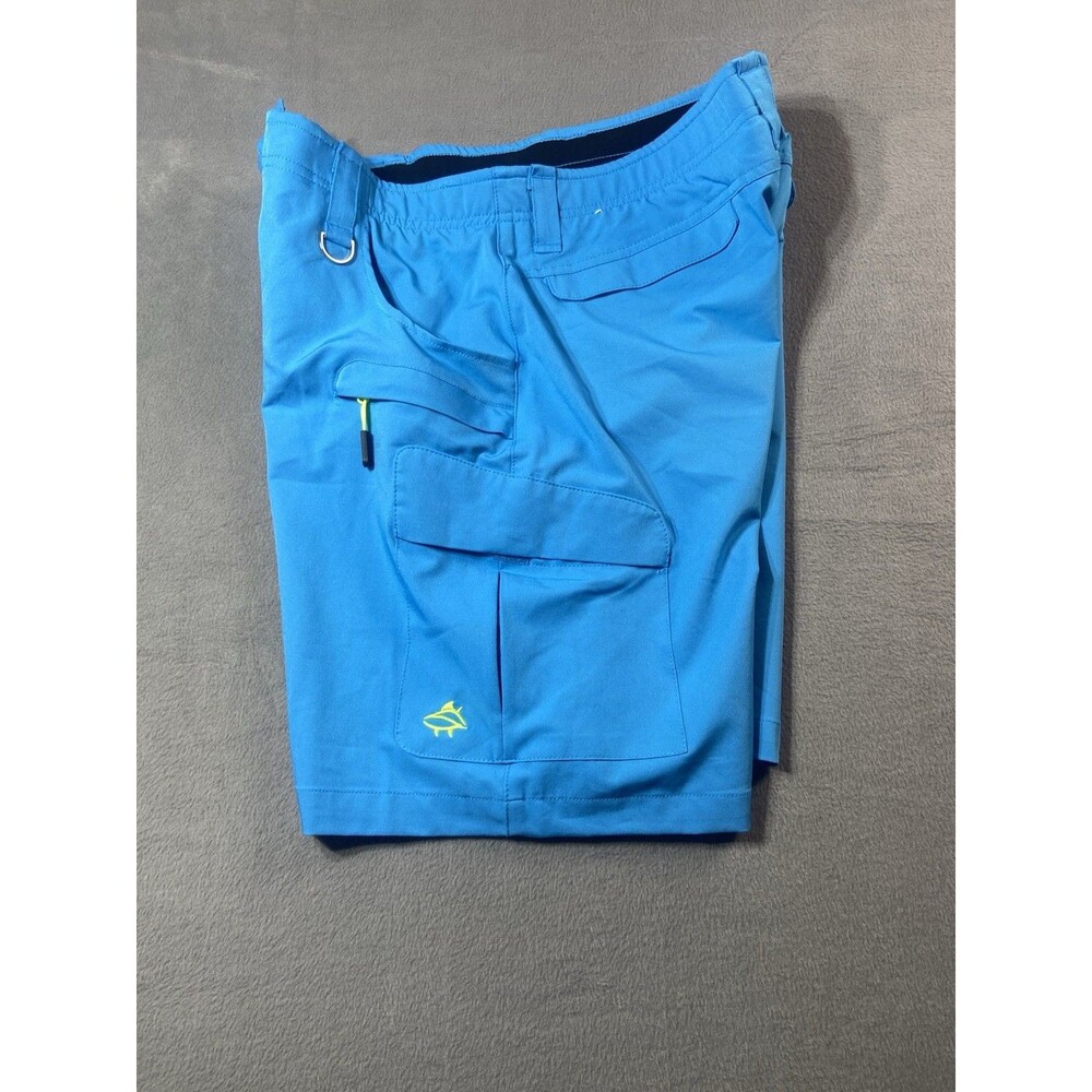Loco Skail Blue Fishing Cargo Shorts Mens 36 Stretch Performance Zipper Pocket - Picture 11 of 12